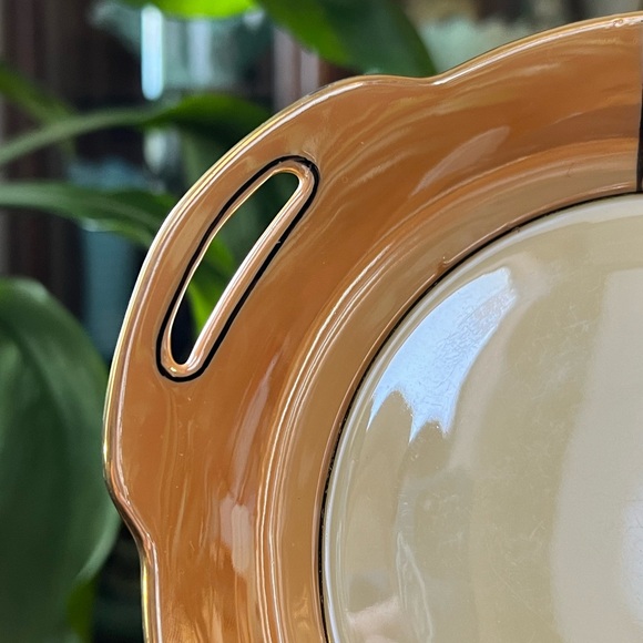 Antique Noritake Morimura Peach Lusterware Floral Handled Dish Japanese 1910’s - Picture 6 of 10